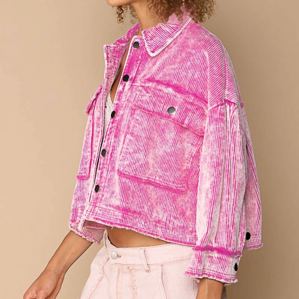 🤍HP🎉 Maisie Oversized Corduroy Crop Shirt Jacket Shacket Front Pockets NWT - Picture 6 of 10